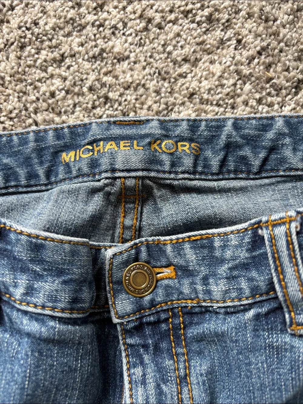 Michael‎ Kors Women's Blue Bootcut Jeans size 10 Low-rise Studded Cotton Pockets